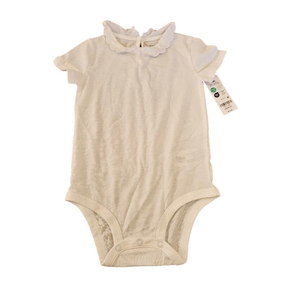 OshKosh Bgosh Baby Girl Scalloped Collar Bodysuit White 24M New